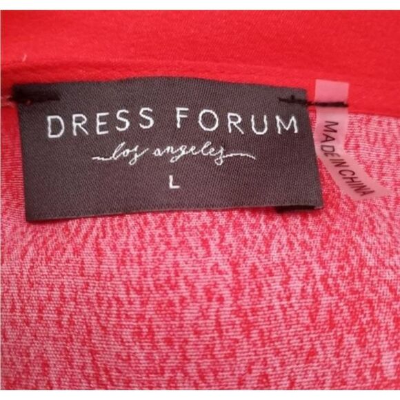 DRESS FORUM RED FLORAL TIE FRONT DRESS SZ.L EUC. - Picture 6 of 8